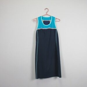 Title Nine Athletic Tank Dress Women M Twisted Sister Blue Built-In Bra 322
